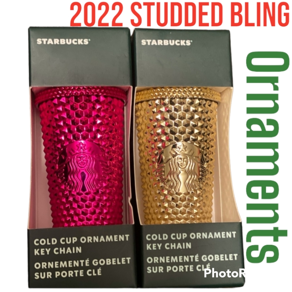 Starbucks Holiday Keychain Ornament 2022 Gold Berry Set NWT